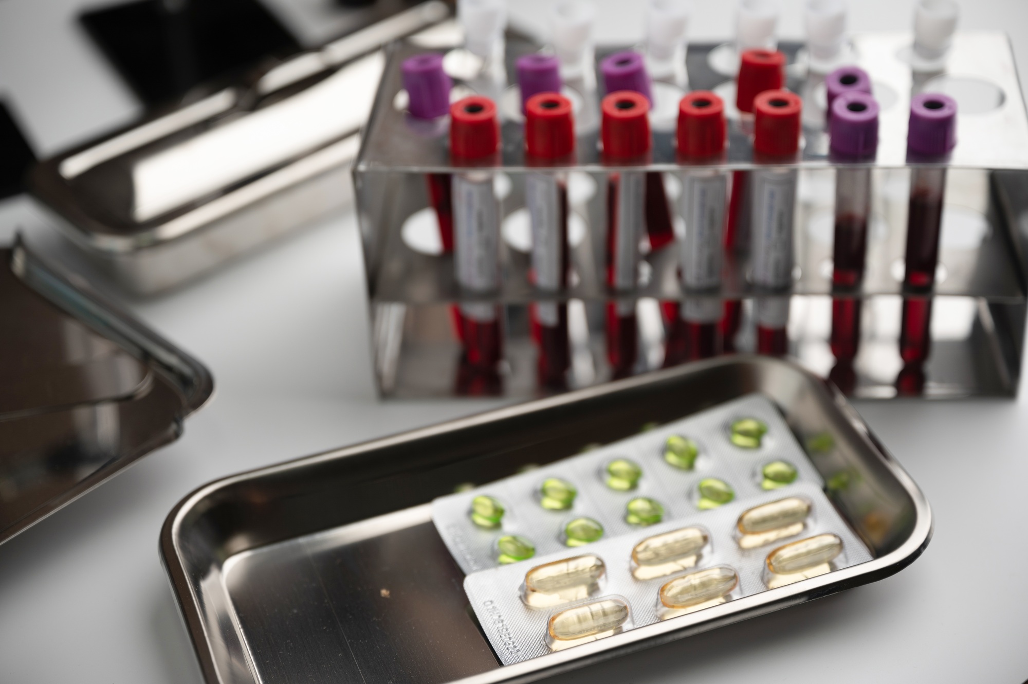 doctor working with blood sample in laboratory